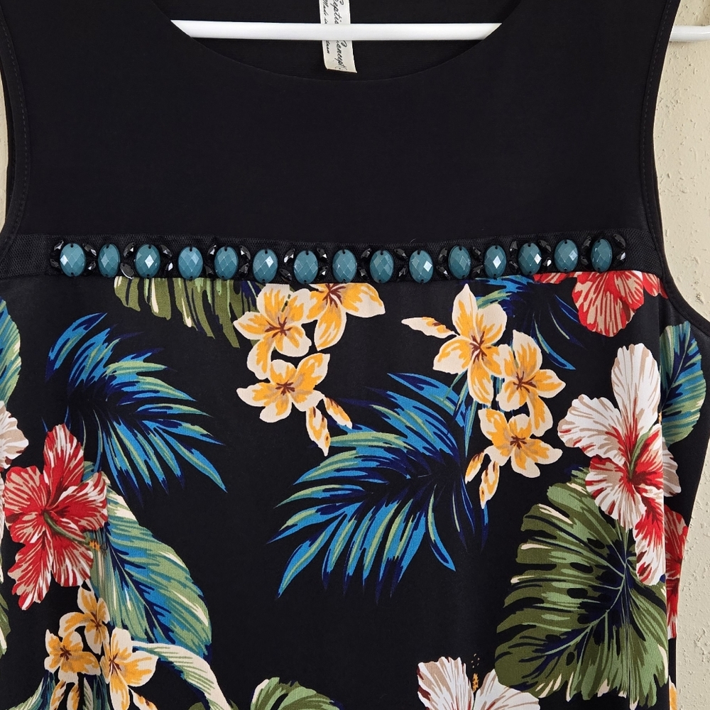 Floral Sleeveless Dress with Beaded Detail By Perception Concept
